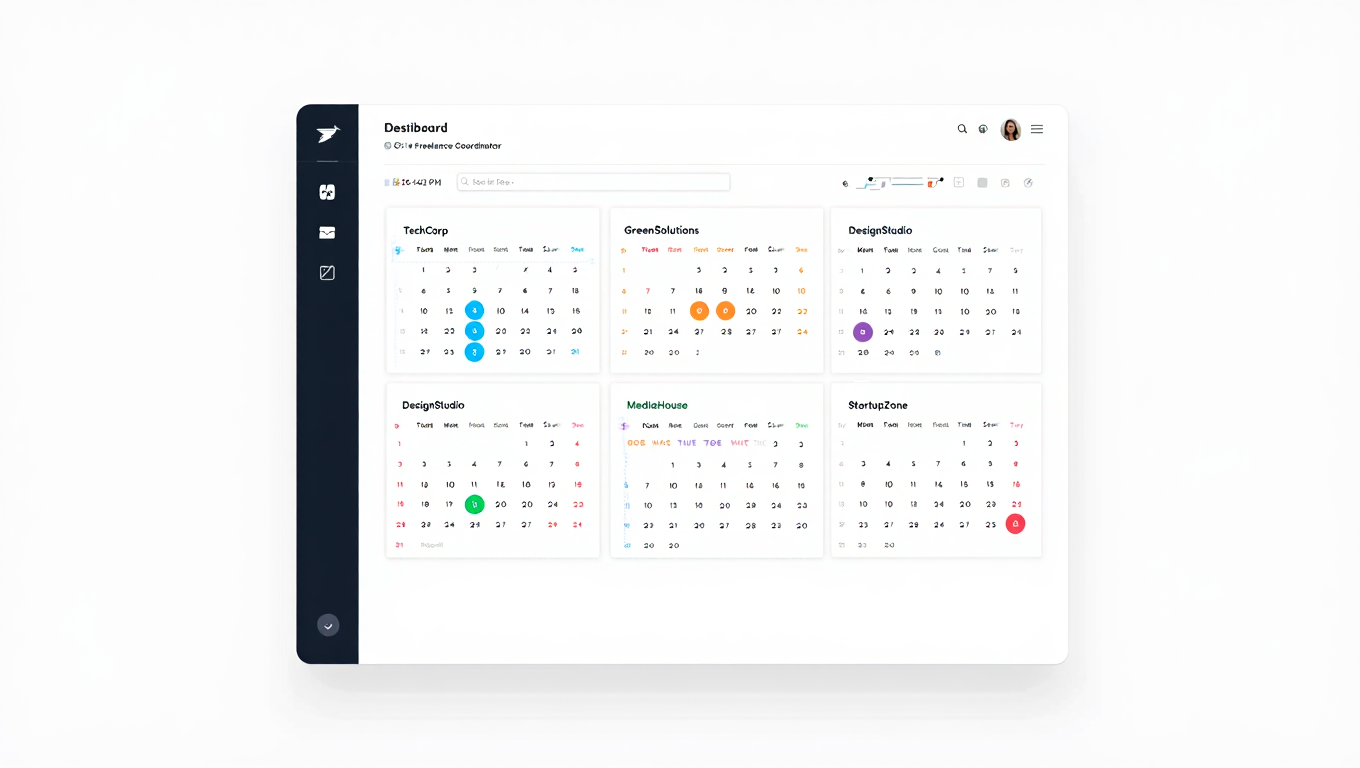 Calendar management interface demonstrating freelancer calendar workflow system with unified scheduling view