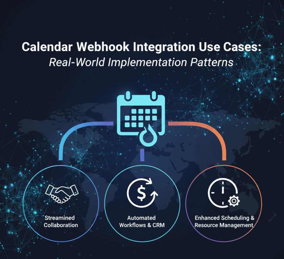 Calendar management interface demonstrating calendar webhook integration use cases with unified scheduling view