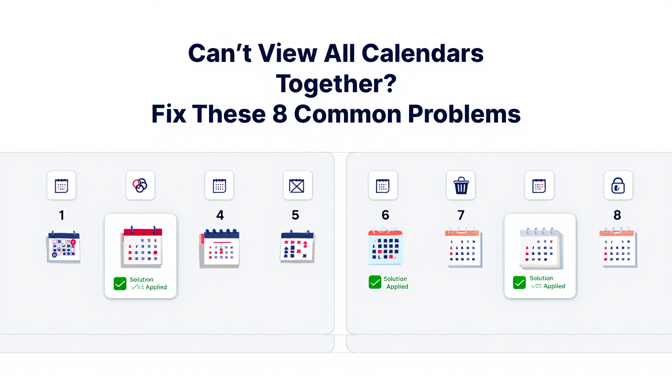 Calendar management interface demonstrating view all calendars together fix problems with unified scheduling view