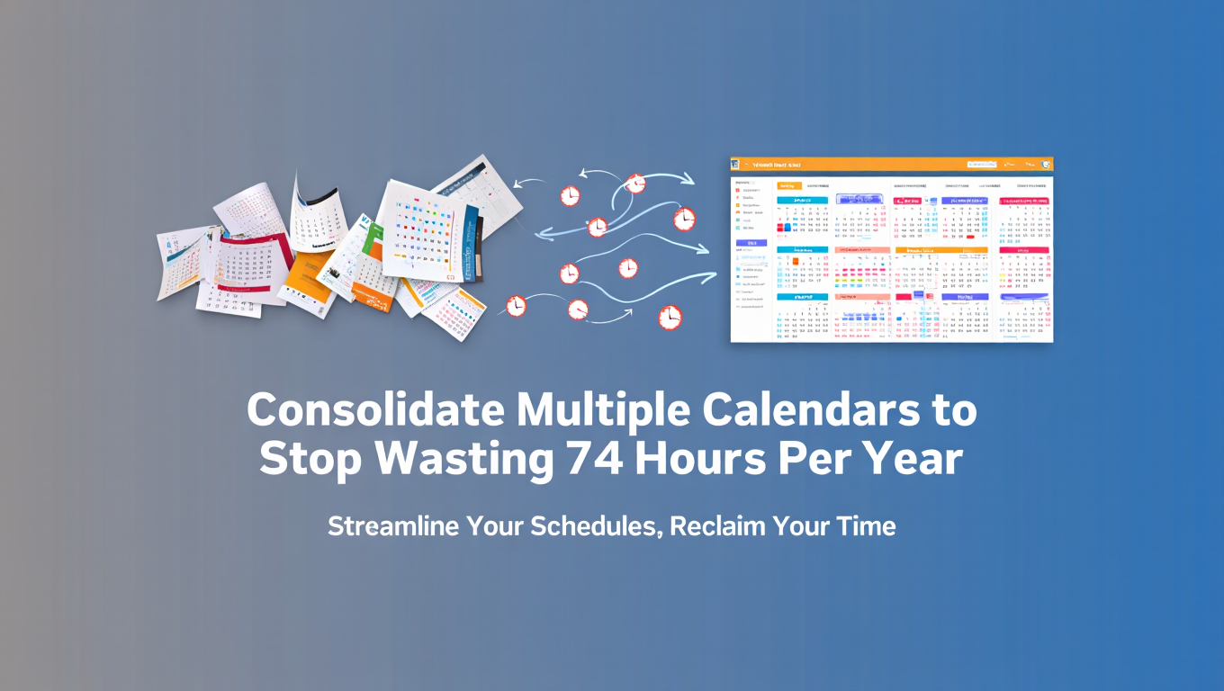 Consolidate Multiple Calendars to Stop Wasting 74 Hours Per Year - Tutorial tagged with productivity