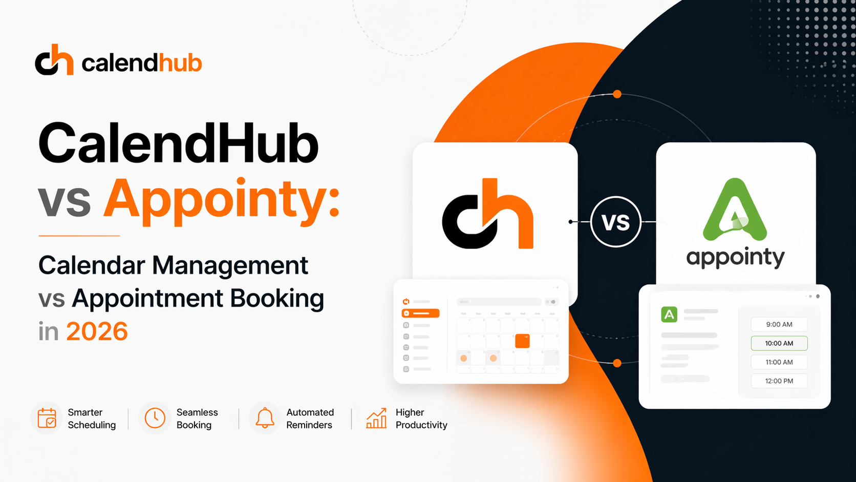 CalendHub vs Appointy comparison showing calendar management versus appointment booking interfaces