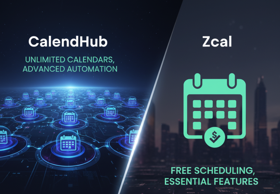 CalendHub vs Zcal comparison showing unlimited calendars versus free scheduling features
